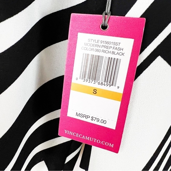 NWT Vince Camuto Black & White Stripe Blouse S Mod Career Office - Picture 5 of 7